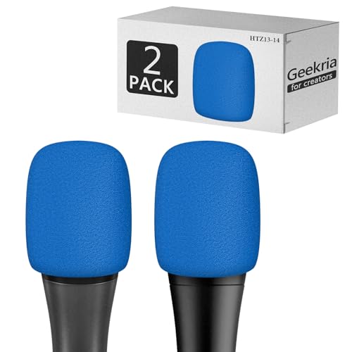 Geekria for Creators Schaumstoff-Windschutzscheibe, kompatibel mit Sennheiser E 835,E 845-S,E 935,E 945 Mikrofon-Antipop-Schaumstoffabdeckung,Mikrofon-Windschutz,Schwammschaumfilter (blau / 2 Stück) von GEEKRIA