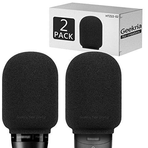 Geekria for Creators Schaumstoff-Windschutzscheibe, kompatibel mit Shure SM7B, PGA27, SM27 Mikrofon-Anti-Pop-Schaumstoffabdeckung, Mikrofon-Windabdeckung, Schaumstofffilter (Schwarz, 2 Stück) von GEEKRIA
