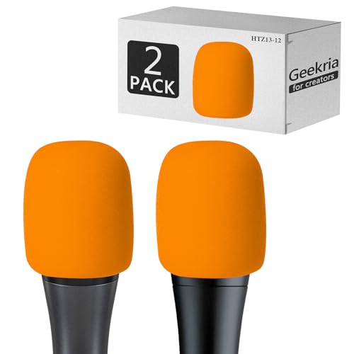 Geekria for Creators Schaumstoff-Windschutzscheibe,kompatibel mit Sennheiser E 935,E 945,E 835,E 845-S Mikrofon-Antipop-Schaumstoffabdeckung,Mikrofon-Windschutz,Schwammschaumfilter (Orange/2 Stück) von GEEKRIA