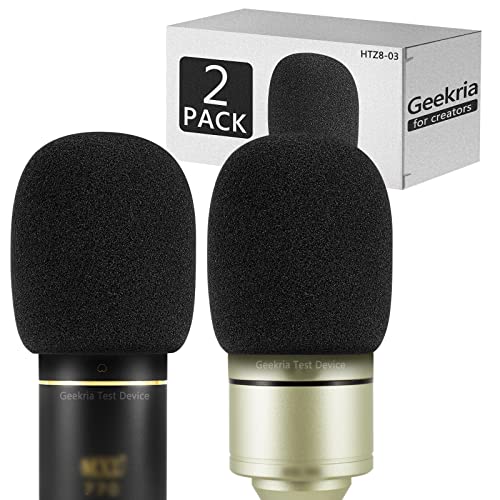 Geekria for Creators Schaumstoff-Windschutzscheibe Kompatibel mit MXL 770, MXL 990, MXL 990s, MXL 990xl Mikrofon Schaumstoffabdeckung, Mikrofon Windabdeckung, Schwammschaumfilter (Schwarz/2 Stück) von GEEKRIA