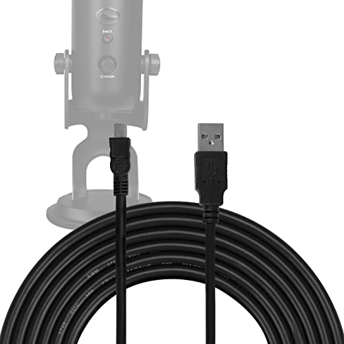 Geekria for Creators USB-A auf Mini-USB Mikrofonkabel 3,0 m/300 cm, kompatibel mit Logitech für Creators Blue Yeti, Yeti Pro, Snowball iCE, Mikrofonkabel (Schwarz) von GEEKRIA