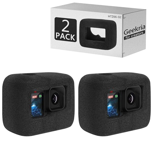 Geekria for Creators Windslayer Cover Windschutz, kompatibel mit Hero 13, 12, 11, 10, 9 Action-Kamera, Gehäuserahmenhülle, Schwammzubehör zur Video-Rauschunterdrückung (Schwarz / 2er-Pack) von GEEKRIA