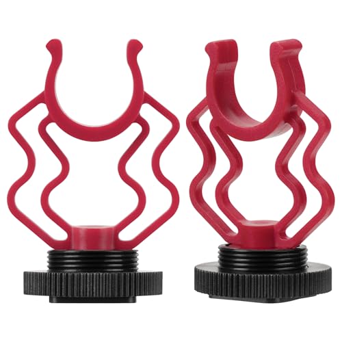 Geekria für Creators On-Camera-Mikrofon-Stoßdämpferhalterung, Stoßdämpferhalterung für Shotgun-Videomikrofone mit Blitzschuh, kompatibel mit RODE VideoMicro, Movo VXR10 (Rot / 2er-Pack) von GEEKRIA