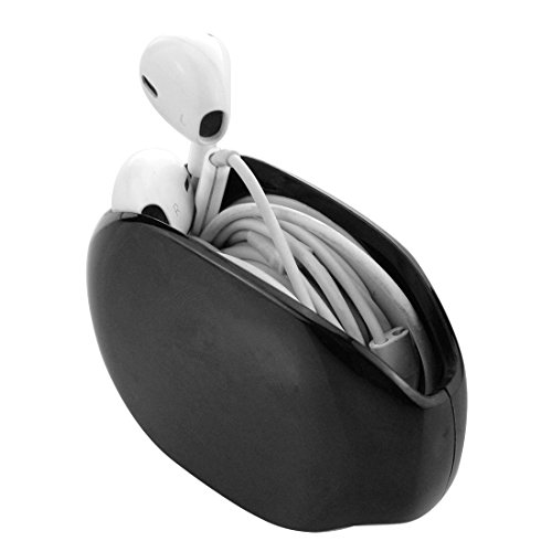 The In-Ear Headset Smart Storage Box/Earbuds Holder Case/Earphone Bobbin Winder Wrap/Cord Tangle-Free Portable Manager/Cable Storage Organizer/Wire Keeper (1PCS/Black) von GEEKRIA