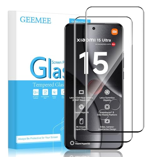 GEEMEE 2 Stück Schutzfolie für Xiaomi 15 Ultra für Panzerglas, 9H Filmhärte Gehärtetem 3D Schutzglas Alle Abdeckung Hohe Displayschutzfolie GEEMEE 2 Stück Schutzfolie für Xiaomi 15 Ultra für Panzerglas, 9H Filmhärte Gehärtetem 3D Schutzglas Alle Abdeckung Hohe Displayschutzfolie von GEEMEE