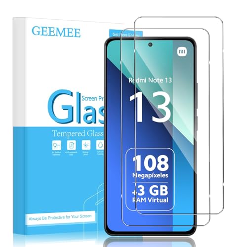 GEEMEE 2 Stück für Xiaomi Redmi Note 13 4G&5G / Note 13 Pro 4G&5G / Poco M6 Pro 6,67 Zoll für Panzerglas Schutzfolie, 9H Härte Anti-Kratzer Schutzglas Displayschutz, HD Bläschenfrei Displayfolie von GEEMEE
