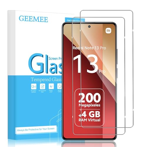 GEEMEE 2 Stück für Xiaomi Redmi Note 13 Pro 4G Panzerglas Schutzfolie, 9H Härte Anti- Kratzer Panzerfolie Displayschutz, HD Panzer Schutz Glas Bläschenfrei Schutzglas Displayfolie von GEEMEE