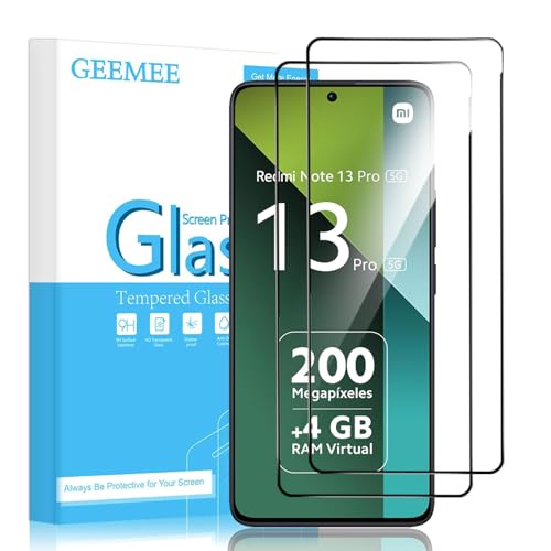 GEEMEE 2 Stück für Xiaomi Redmi Note 13 Pro 5G/POCO X6 5G Panzerglas Schutzfolie, 9H Härte Anti- Kratzer Panzerfolie Displayschutz, HD Panzer Schutz Glas Bläschenfrei Schutzglas Displayfolie von GEEMEE