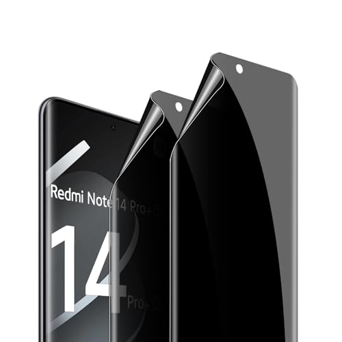 GEEMEE 2 Stück für Xiaomi Poco X7/Redmi Note 14 Pro Plus 5G/14 Pro+ 5G/Note 14 Pro 5G Privacy Äußerer Schutzfolie, Anti-Spähen Weich TPU Displayschutzfolie Blasenfreie Blickschutzfolie Anti-Spy Folie von GEEMEE