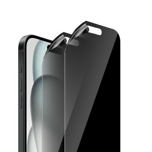 GEEMEE 2 Stück für iPhone 15 Privacy Schutzfolie Displayschutz, Anti-Spähen Weich TPU Displayschutzfolie Blasenfreie Blickschutzfolie Anti-Spy Folie von GEEMEE