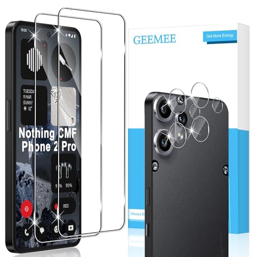 GEEMEE Displayschutzfolie für Nothing CMF Phone 2 Pro, 2 Pack Displayschutzfolie + 2 Pack Kameraobjektivschutz, 9H HD Klar Anti-Kratzer Einfache Installation Panzerglasfolie GEEMEE Displayschutzfolie für Nothing CMF Phone 2 Pro, 2 Pack Displayschutzfolie + 2 Pack Kameraobjektivschutz, 9H HD Klar Anti-Kratzer Einfache Installation Panzerglasfolie von GEEMEE