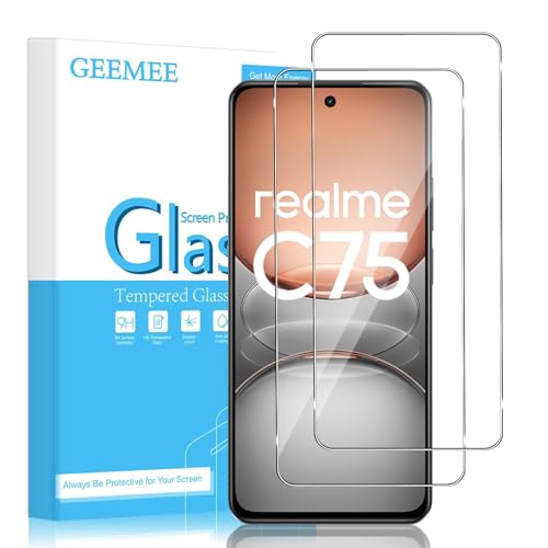 GEEMEE Displayschutzfolie für Realme C75 4G/Realme 14X Displayschutzfolie, 9H Härte gehärtetes Glas Schutzfolie, HD klar, blasenfrei, kratzfest, Glas, Displayschutzfolie, Schwarz, 2 Stück GEEMEE Displayschutzfolie für Realme C75 4G/Realme 14X Displayschutzfolie, 9H Härte gehärtetes Glas Schutzfolie, HD klar, blasenfrei, kratzfest, Glas, Displayschutzfolie, Schwarz, 2 Stück von GEEMEE