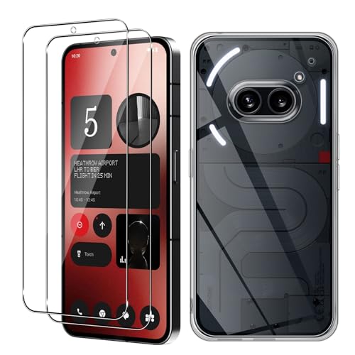 GEEMEE Hülle für Nothing Phone 2A + 2 Stück Panzerglas Schutzfolie, Weich TPU Bumper Case + Hart PC Anti-Gelb Stoßfest Kratzfest Handyhülle mit 9H Härte Anti-Kratzen Schutzglas Displayschutz von GEEMEE