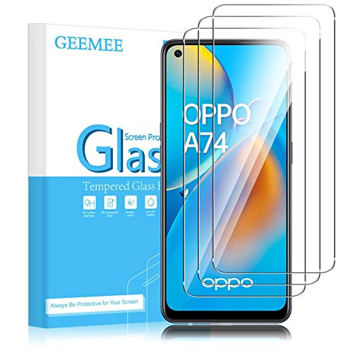 GEEMEE Kompatibel mit Oppo Reno 8 Lite/Reno 7/A74 4G/ A94 5G/Realme Narzo 50 Pro(6,43") Panzerglasfolie Schutzfolie, 9H Filmhärte Gehärtetem Schutzglas Hohe Empfindlichkeit Displayschutzfolie von GEEMEE