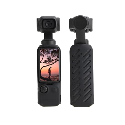 GEEMEE für DJI Osmo Pocket 3 Hülle,Slim Weiche Silikon-SchutzhüLle Tasche, Schutz vor Kratzer, Staub und Scratch-Stoßfest Halbe Packung Case Handyhülle (Schwarz) von GEEMEE