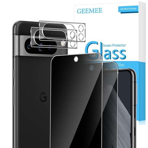 GEEMEE für Google Pixel 8 Pro Sichtschutz für Panzerglas Schutzfolie +KameraSchutz,【2 Stück+2 Stück】 Anti-Spähen Blasenfreie Blickschutzfolie Anti-Spy Folie von GEEMEE