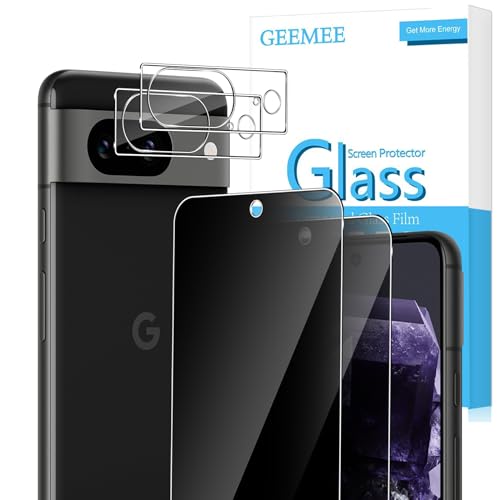 GEEMEE für Google Pixel 8 Sichtschutz für Panzerglas Schutzfolie +KameraSchutz,【2 Stück+2 Stück】 Anti-Spähen Blasenfreie Blickschutzfolie Anti-Spy Folie von GEEMEE