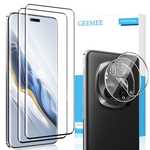 GEEMEE für Honor Magic 6 Pro 5G für Panzerglas, 2 Stück Schutzfolie mit 2 Stück KameraSchutz,9H Filmhärte Gehärtetem Schutzglas Alle Abdeckung Hohe Empfindlichkeit Displayschutzfolie für Magic6 Pro von GEEMEE