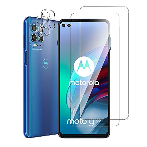 GEEMEE für Motorola Moto G100 Panzerfolie Schutzfolie + Kamera Schutzfolie,【2 Stück +2 Stück】 9H Filmhärte Gehärtetem Schutzglas Hohe Empfindlichkeit Displayschutzfolie (Transparent) von GEEMEE