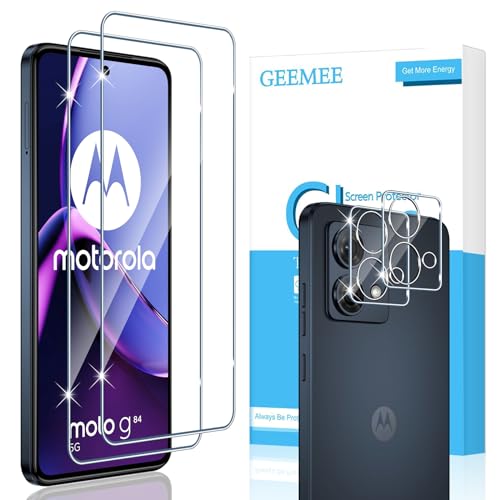 GEEMEE für Motorola Moto G84 für Panzerglas Schutzfolie + Kamera Schutzfolie,【2 Stück +2 Stück】 9H Filmhärte Gehärtetem Schutzglas Hohe Empfindlichkeit Displayschutzfolie von GEEMEE