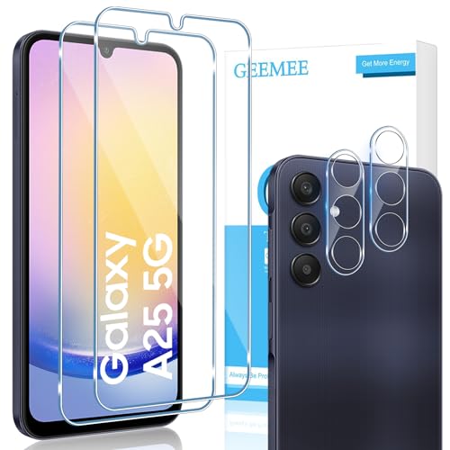 GEEMEE für Samsung Galaxy A25 5G für Panzerglas + Kamera Schutzfolie,【2 Stück +2 Stück】 9H Filmhärte Gehärtetem Schutzglas Hohe Empfindlichkeit Displayschutzfolie für Samsung Galaxy a 25 5G von GEEMEE