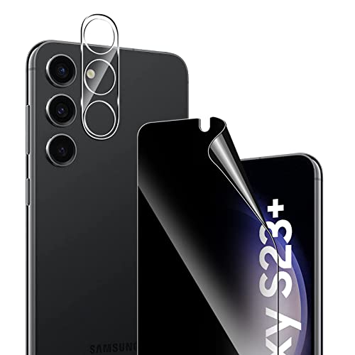 GEEMEE für Samsung Galaxy S23 Plus/S23+ 5G Privacy Schutzfolie +für Panzerglas Kamera Schutzfolie,【1 Stück + 1 Stück】 Anti-Spähen Weich TPU Displayschutzfolie Blasenfreie Anti-Spy Folie von GEEMEE