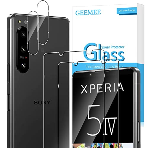 GEEMEE für Sony Xperia 5 IV für Panzerglas Schutzfolie+Kamera Schutzfolie,【2 Stück +2 Stück】 9H Filmhärte Gehärtetem Schutzglas Hohe Empfindlichkeit Displayschutzfolie von GEEMEE