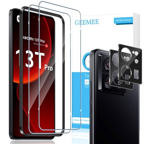 GEEMEE für Xiaomi Mi 13T /Xiaomi Mi 13T Pro Panzerglas Schutzfolie + Kamera Schutzfolie,【2 Stück +2 Stück】 9H Filmhärte Gehärtetem Schutzglas Hohe Empfindlichkeit Displayschutzfolie von GEEMEE