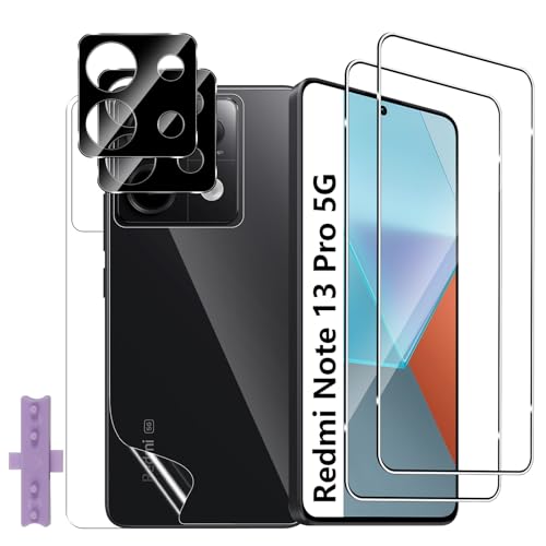 GEEMEE für Xiaomi Redmi Note 13 Pro 5G/Poco X6 5G Panzerglas, Schutzfolie+TPU Rückseite Schutzfolie+Kameraschutz für,2+2+2 Stück HD Anti-Kratzer Schutzglas Bläschenfrei Displayschutzfolie von GEEMEE