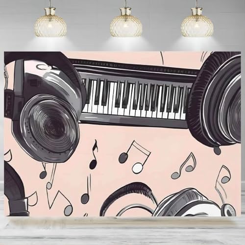 Banner, Party-Dekor, Flagge, Kopfhörer, Klavier, Fotografie-Hintergrund, Geburtstagsparty, Fotowand, Hochzeit, Babyparty (1) 200x140CM von GEGEGOzzL
