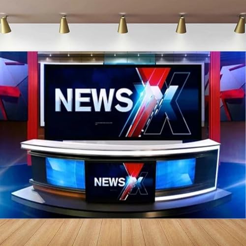 Nachrichten Broadcast Hall Fotografie Hintergrund Mikrofon TV Show Banner Rekord Recetation Schreibtisch Programm Front Tisch Hintergrund 200x140CM von GEGEGOzzL