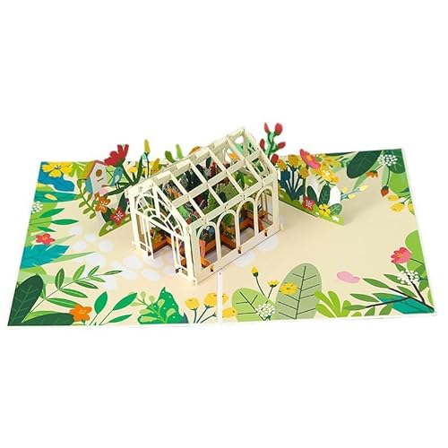 GEHENFRUCHT 3D Pop Up Karte BlumenHaus, Grün Grußkarte mit Umschlag，3D Flowerkarte für Frau Männer Freundin Geburtstagskarte, Muttertagskarte, Vatertagskarte (FlowerHouse-Green) von GEHENFRUCHT