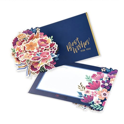 GEHENFRUCHT 3D Dankeskarte mit Blumen zum Danke sagen, Pop-Up Grußkarte Dankeschön 3D Grußkarten, Muttertagskarte, Vatertagskarte, Geburtstagskarte für Mama Papa Lehrer (FlowerKarten-blue) von GEHENFRUCHT