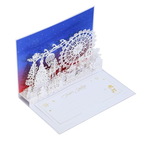 GEHENFRUCHT 3D Weihnachtskarten 3D Weihnachtsgrußkarte mit Umschlag, Geschenkkarte Weihnachten Pop up Weihnachtskarten Geschenk für Weihnachten, Chrismas(3D Karten Riesenrad) von GEHENFRUCHT