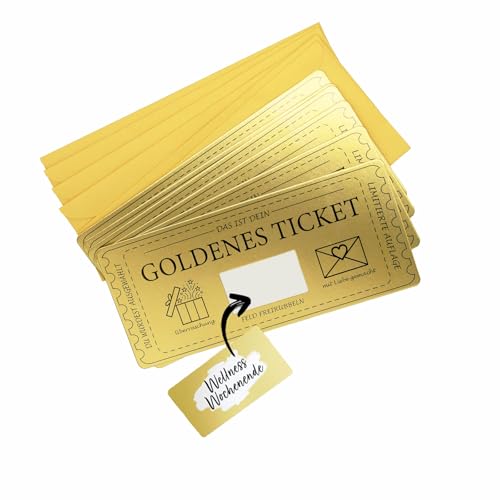 GEHENFRUCHT Goldenes Ticket mit Rubbelkarte, Geschenkkarte zum selber ausfüllen mit Rubbellos, Kinogutschein, Reisegutschein,Geburtstagskarte Geschenke für Frauen, Freundin, Mama Papa (6pcs) von GEHENFRUCHT
