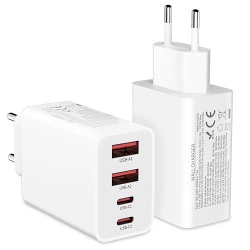 40W USB C Adapter, 2 Pack 4 Ports USB C ladegerät für iPhone 16 15 14 Plus Pro Max 13 12 11 SE, iPad，PD 3.0 iPhone schnellladegerät, iPhone Power Adapter USB stecker USB Netzteil(Ohne Ladekabel) von GEJIN