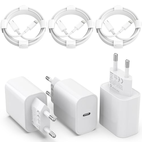 [MFi Certified] 25W USB C Ladegerät,3er Pack iPhone Ladegerät und 2M iPhone Ladekabel*3, PD 3.0 USB C Schnellladegerät iPhone auf Lightning Kabel 2M für iPhone 14 Pro Max 13 12 11 XS SE iPad von GEJIN