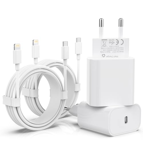 [MFi Certified] 25W USB C Ladegerät,4er Pack iPhone Ladegerät und iPhone Ladekabel, USB C Netzteil PD 3.0 Schnellladekabel iPhone auf Lightning Kabel 2M für iPhone 14 Pro Max 13 12 11 XS Max iPad von GEJIN