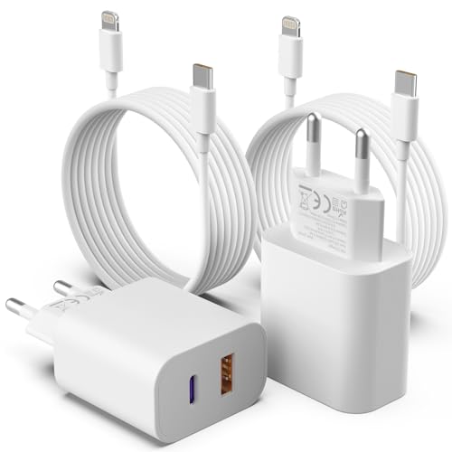 [MFi Certified] 2Port iPhone Schnellladegerät mit USB-C und USB-A, 2 Pack 20W USB C Ladegerät und iPhone Schnellladekabel USB c 2M für iPhone 14 Pro Max 13 12 11 XS Max Samsung Android Adapter von GEJIN