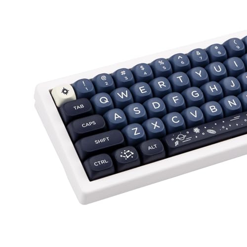 GEKUCAP MOA Keycaps 126 Tasten PBT Tastenkappen Farbstoff-Sublimation Custom Keyboard Key Caps Set für Cherry Gateron MX Switches Mechanische Tastaturen, Schwarz Blau Space Theme Tastenkappen von GEKUCAP