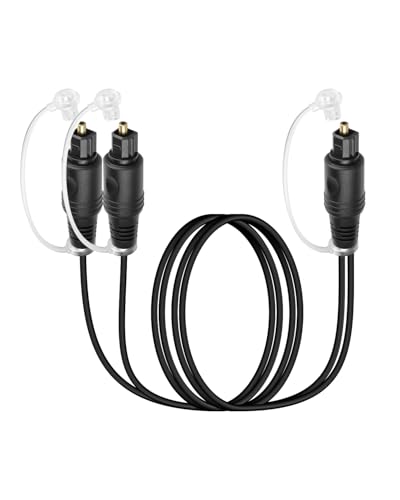 GELRHONR 1 in 2 Out Digital Optical Audio Splitter Kabel, 1 Stecker auf 2 Stecker Toslink Fiber Splitter für TV, DVD, HDT, Soundbar, Verstärker(1M/3.28Ft) von GELRHONR