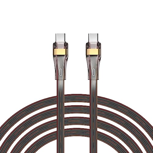 GELRHONR 100W USB C Kabel, PD 5A Transparentes weiches Silikon Typ-C zu Typ-C Superschnellladekabel Verstärkte SR und Flachkabelunterstützung (2M/6.6Ft) von GELRHONR