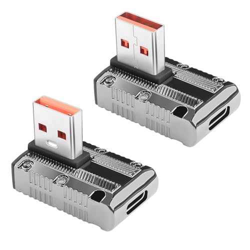 GELRHONR 120W USB C auf Adapter 90° Winkel, Rechtwinklige USB A Stecker auf USB C Buchse Konverter 10 Gbit/s Datenübertragung, für OTG,Mac/Book Pro, PC Laptop Tablet,i/Phone 15-2 Stück (Style 2) von GELRHONR