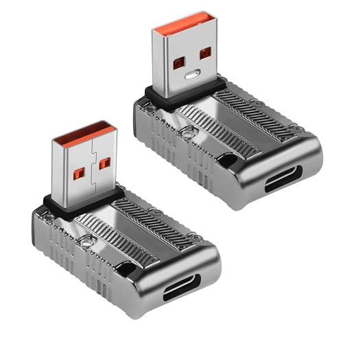 GELRHONR 120W USB C auf USB 90 Grad Adapter 2 Stück, Rechtwinklige USB A Stecker auf USB C Buchse Konverter 10 Gbps Datenübertragung, für OTG,Mac/Book Pro, PC Laptop Tablet,i/Phone 15 (Style 4) von GELRHONR