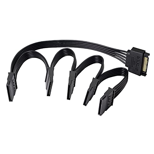 GELRHONR 15Pin SATA Stecker auf 5 x 15 Pin SATA Buchse Power Splitter Adapter Kabelverlängerung Y-Kabel für Festplatte von GELRHONR