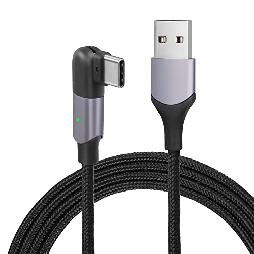 GELRHONR 180° USB to USB C Kabel, Schwenkbares USB C Kabel 2.4A Schnellladekabel, Nylon geflochtenes 90 Grad USB A zu Typ C Ladekabel-1.2M/4Ft von GELRHONR
