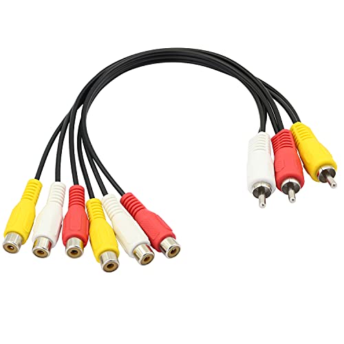 GELRHONR 3 Cinch-Stecker auf 6 Cinch-Buchsen-Splitterkabel, Cinch-AV-Audio-Video-Y-Splitter-Adapter-Verlängerungskabel für TV, DVD, Set-Top-Box-12 Zoll GELRHONR 3 Cinch-Stecker auf 6 Cinch-Buchsen-Splitterkabel, Cinch-AV-Audio-Video-Y-Splitter-Adapter-Verlängerungskabel für TV, DVD, Set-Top-Box-12 Zoll von GELRHONR