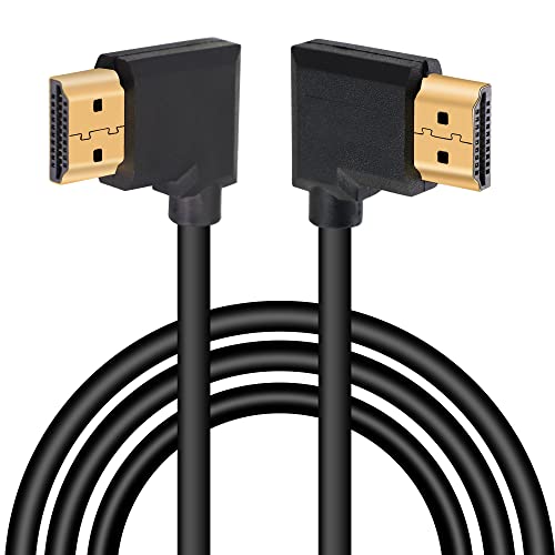 GELRHONR 4K HDMI-Kabel 1.4, rechtwinkliger HDMI-Stecker auf Stecker, 4K @ 30 Hz, vergoldeter Stecker, unterstützt ARC, 3D, Ethernet, für HD-TV, Lactop, PC, Projektor, schwarz (1 m) (links/rechts) von GELRHONR