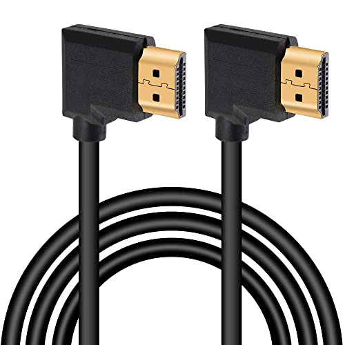 GELRHONR 4K HDMI-Kabel 1.4, rechtwinkliger HDMI-Stecker auf Stecker, 4K @ 30 Hz, vergoldeter Stecker, unterstützt ARC, 3D, Ethernet, für HD-TV, Lactop, PC, Projektor, schwarz (1 m) (rechts/rechts) von GELRHONR