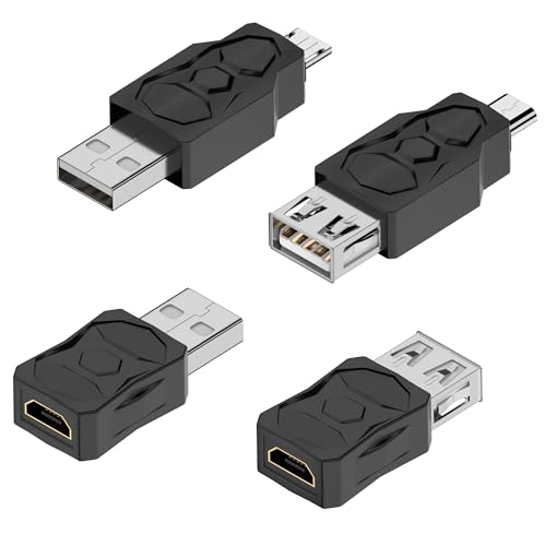 GELRHONR 4PCS USB zu Micro USB Adapter, USB 2,0 Stecker zu Micro USB Buchse Konverter Unterstützung 5V / 2A Aufladen 480Mbps Datenübertragung für Flash Drive, Maus, Tastatur (USB to Micro USB) von GELRHONR